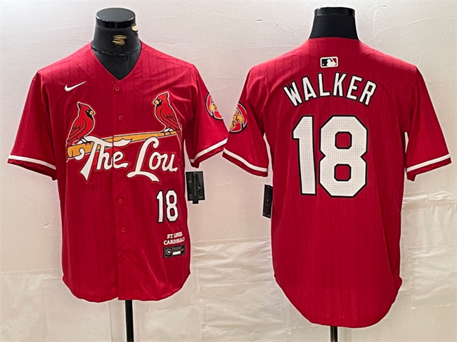 Men's St. Louis Cardinals #18 Jordan Walker Red 2024 City Connect Limited Stitched Baseball Jersey